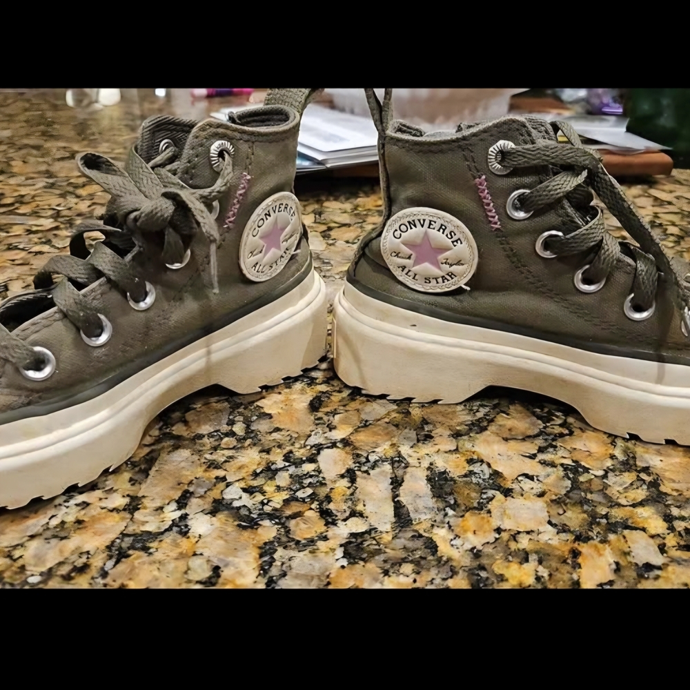 Converse High-Top Sneakers in Olive and Cream